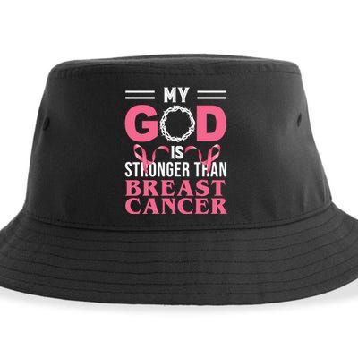 My God Is Stronger Than Breast Cancer Sustainable Bucket Hat