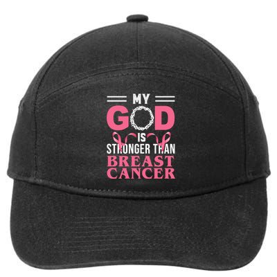 My God Is Stronger Than Breast Cancer 7-Panel Snapback Hat