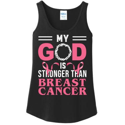 My God Is Stronger Than Breast Cancer Ladies Essential Tank