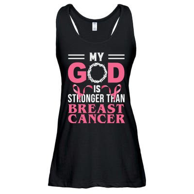 My God Is Stronger Than Breast Cancer Ladies Essential Flowy Tank
