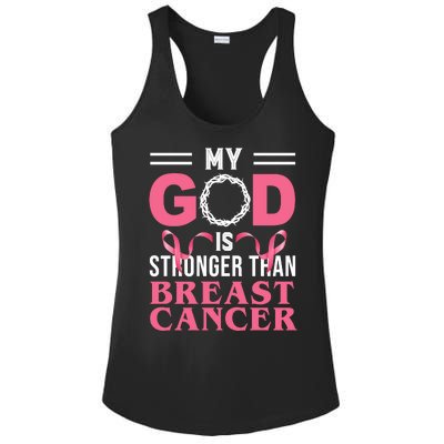 My God Is Stronger Than Breast Cancer Ladies PosiCharge Competitor Racerback Tank