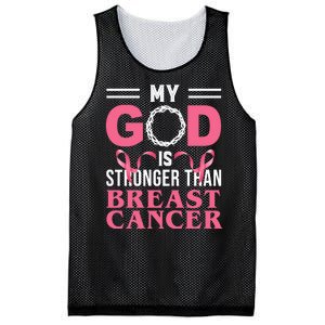 My God Is Stronger Than Breast Cancer Mesh Reversible Basketball Jersey Tank