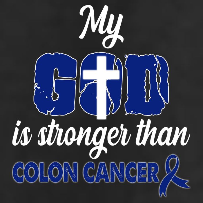 My God Is Stronger Than Colon Cancer 7 Panel Mesh Trucker Snapback Hat