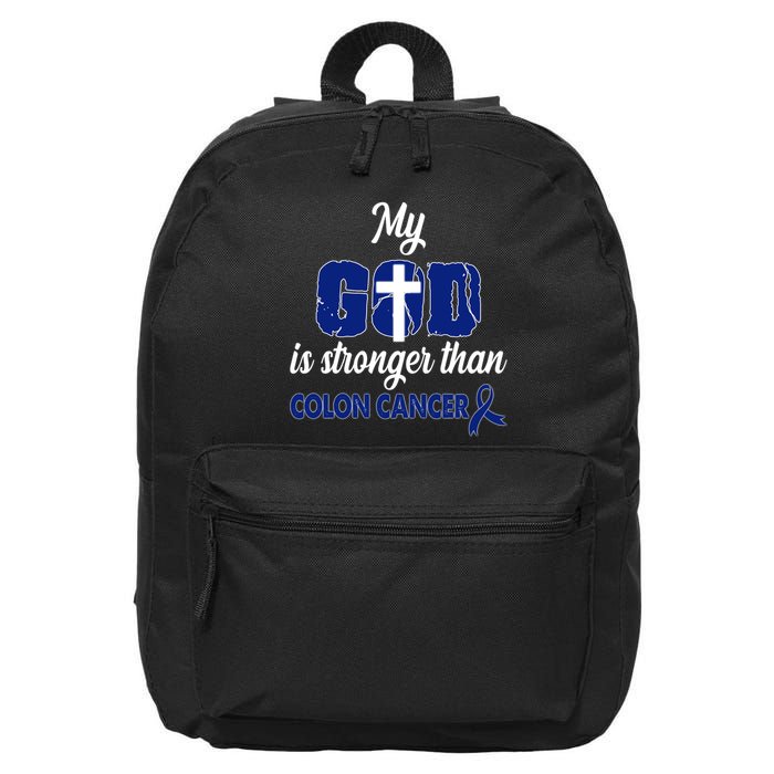 My God Is Stronger Than Colon Cancer 16 in Basic Backpack
