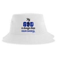 My God Is Stronger Than Colon Cancer Sustainable Bucket Hat