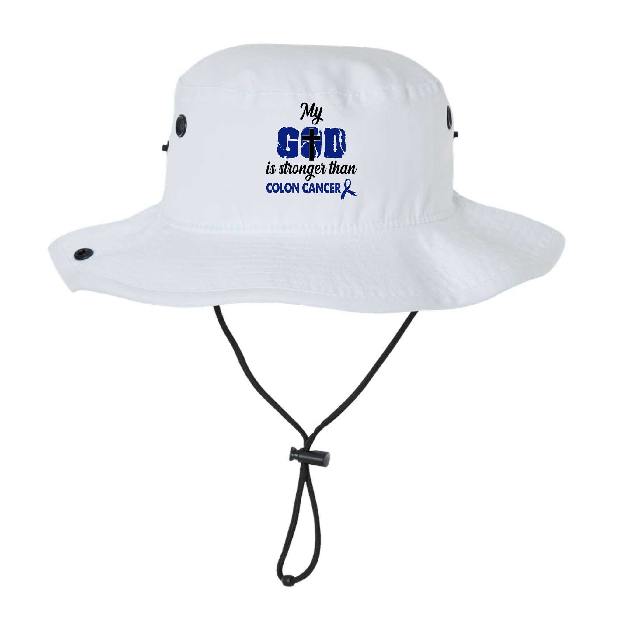 My God Is Stronger Than Colon Cancer Bucket Hat