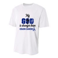 My God Is Stronger Than Colon Cancer Youth Performance Sprint T-Shirt