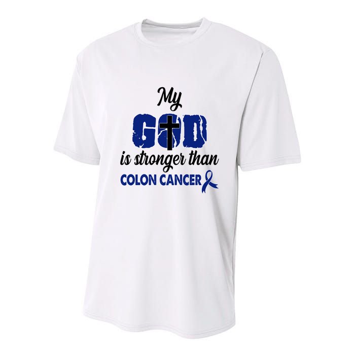 My God Is Stronger Than Colon Cancer Youth Performance Sprint T-Shirt
