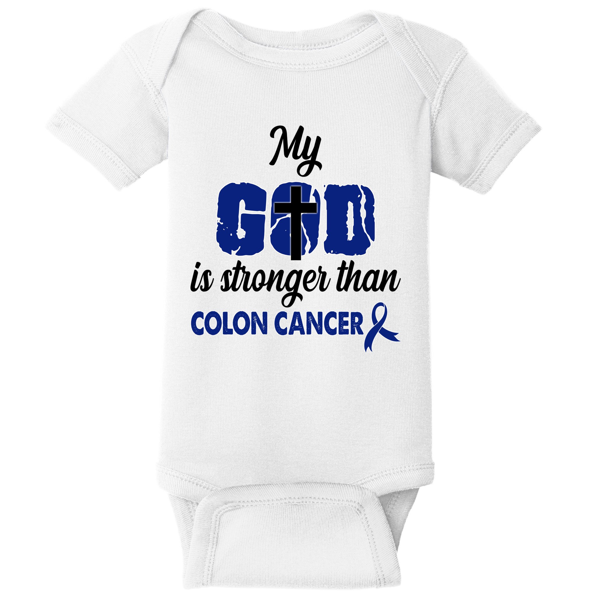 My God Is Stronger Than Colon Cancer Baby Bodysuit
