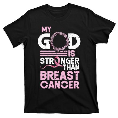 My God Is Stronger Than Breast Cancer Awareness Christian T-Shirt