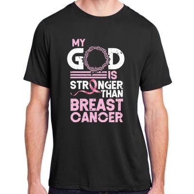 My God Is Stronger Than Breast Cancer Awareness Christian Adult ChromaSoft Performance T-Shirt