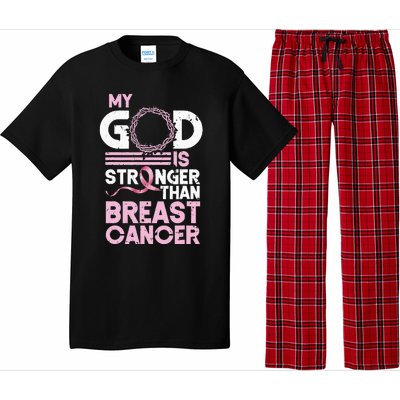 My God Is Stronger Than Breast Cancer Awareness Christian Pajama Set