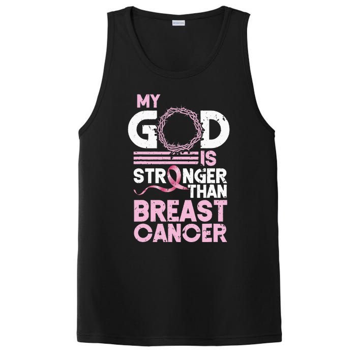 My God Is Stronger Than Breast Cancer Awareness Christian PosiCharge Competitor Tank