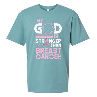 My God Is Stronger Than Breast Cancer Awareness Christian Sueded Cloud Jersey T-Shirt