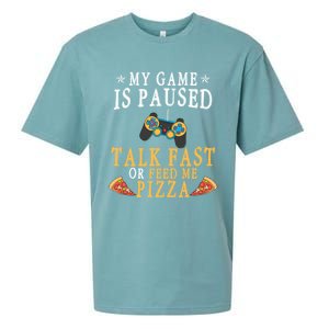 My Game Is Paused Talk Fast Or Feed Me Pizza Funny Gamer Tee Gift Sueded Cloud Jersey T-Shirt