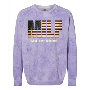 Milf Gift I Love Freedom Gift Usa Gift Colorblast Crewneck Sweatshirt