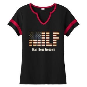 Milf Gift I Love Freedom Gift Usa Gift Ladies Halftime Notch Neck Tee