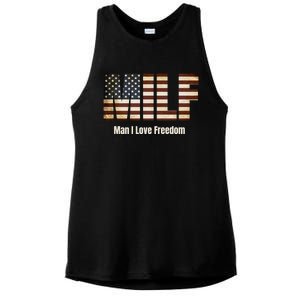 Milf Gift I Love Freedom Gift Usa Gift Ladies PosiCharge Tri-Blend Wicking Tank