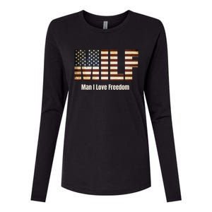 Milf Gift I Love Freedom Gift Usa Gift Womens Cotton Relaxed Long Sleeve T-Shirt