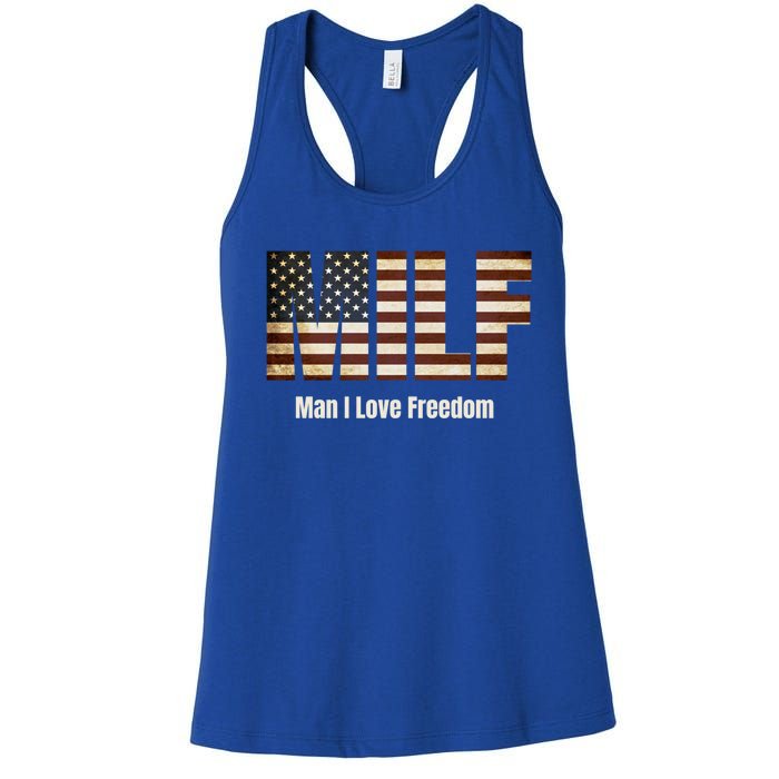 Milf Gift I Love Freedom Gift Usa Gift Women's Racerback Tank