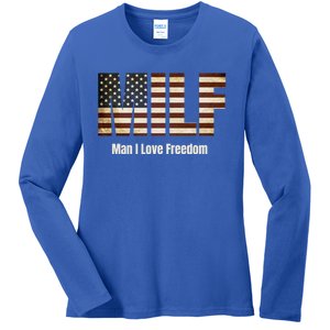 Milf Gift I Love Freedom Gift Usa Gift Ladies Long Sleeve Shirt