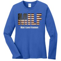 Milf Gift I Love Freedom Gift Usa Gift Ladies Long Sleeve Shirt