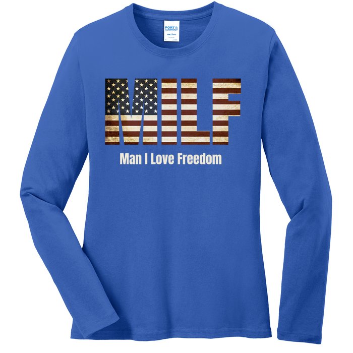 Milf Gift I Love Freedom Gift Usa Gift Ladies Long Sleeve Shirt