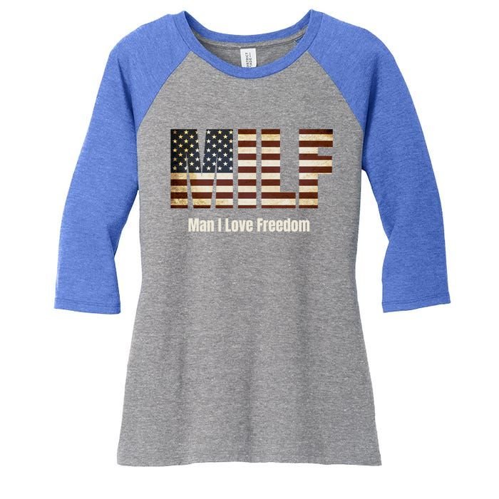 Milf Gift I Love Freedom Gift Usa Gift Women's Tri-Blend 3/4-Sleeve Raglan Shirt