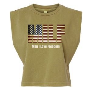 Milf Gift I Love Freedom Gift Usa Gift Garment-Dyed Women's Muscle Tee