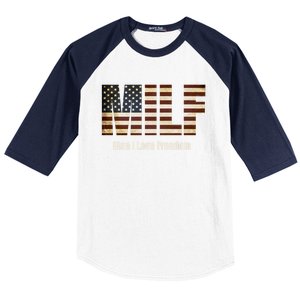 Milf Gift I Love Freedom Gift Usa Gift Baseball Sleeve Shirt