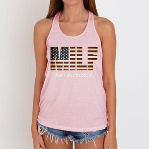 Milf Gift I Love Freedom Gift Usa Gift Women's Knotted Racerback Tank