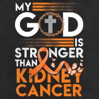 My God Is Stronger Than Kidney Cancer Awareness 7 Panel Mesh Trucker Snapback Hat