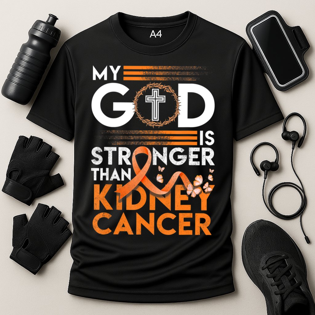 My God Is Stronger Than Kidney Cancer Awareness Cooling Performance Crew T-Shirt