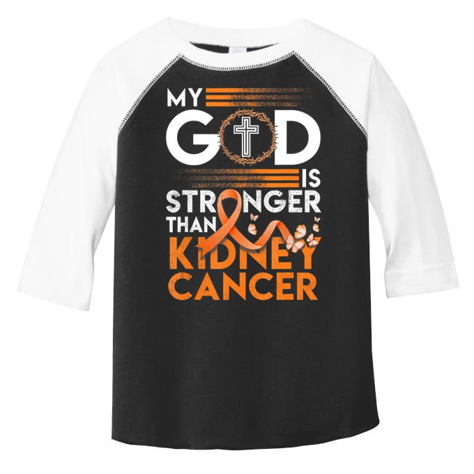 My God Is Stronger Than Kidney Cancer Awareness Toddler Fine Jersey T-Shirt