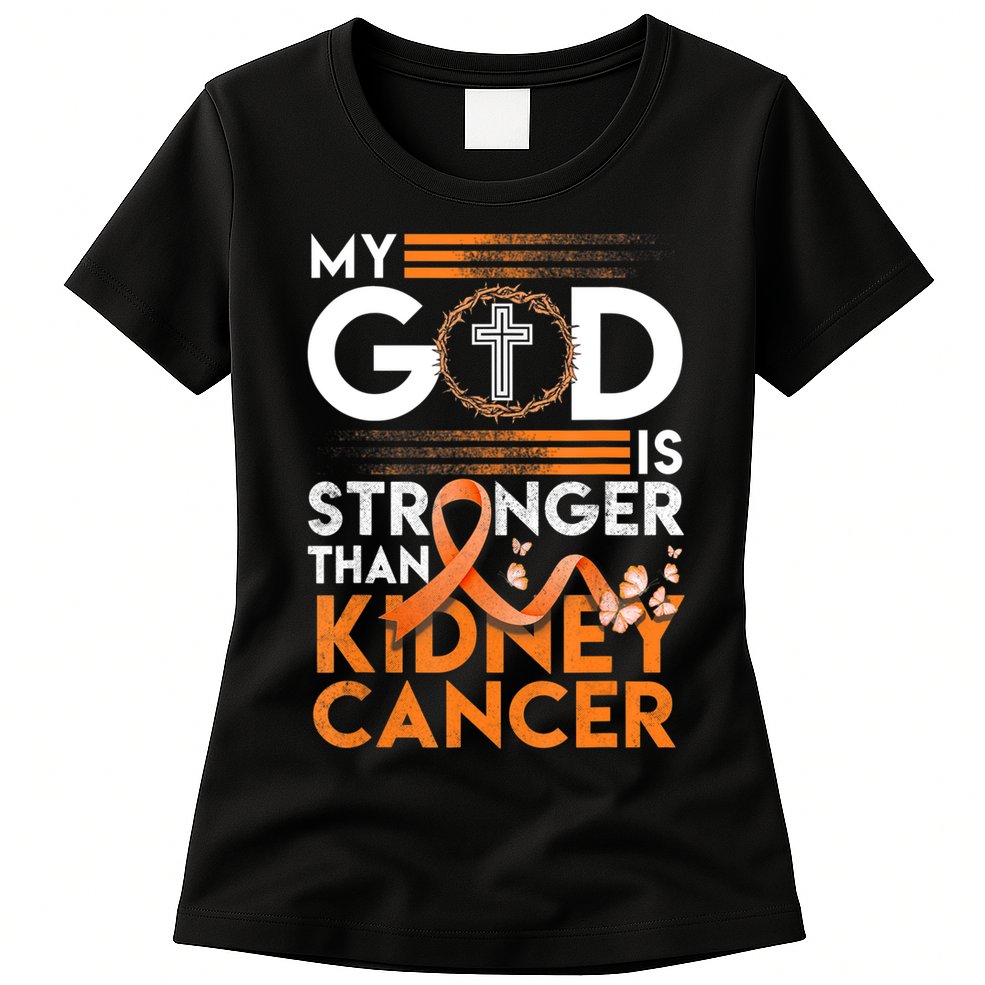 My God Is Stronger Than Kidney Cancer Awareness Womens T-Shirt