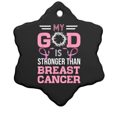 My God Is Stronger Than Breast Cancer Awareness Christian Ceramic Star Ornament