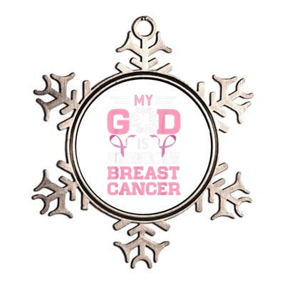 My God Is Stronger Than Breast Cancer Awareness Christian Metallic Star Ornament