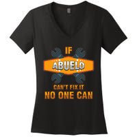 Mechanic Grandpa If Abuelo Can't Fix It No One Can Handyman Women's V-Neck T-Shirt