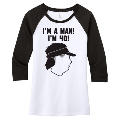 Mike Gundy IM A Man! IM 40! Women's Tri-Blend 3/4-Sleeve Raglan Shirt