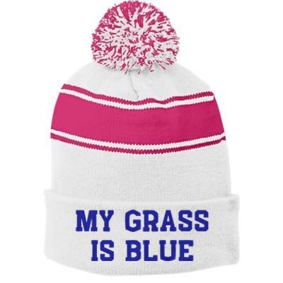 My Grass Is Blue Stripe Pom Pom Beanie