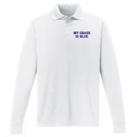 My Grass Is Blue Performance Long Sleeve Polo