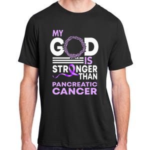 My God Is Stronger Than Pancreatic Cancer Awareness Ribbon Adult ChromaSoft Performance T-Shirt