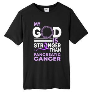 My God Is Stronger Than Pancreatic Cancer Awareness Ribbon Tall Fusion ChromaSoft Performance T-Shirt