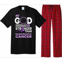 My God Is Stronger Than Pancreatic Cancer Awareness Ribbon Pajama Set