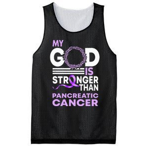 My God Is Stronger Than Pancreatic Cancer Awareness Ribbon Mesh Reversible Basketball Jersey Tank