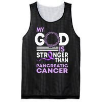 My God Is Stronger Than Pancreatic Cancer Awareness Ribbon Mesh Reversible Basketball Jersey Tank