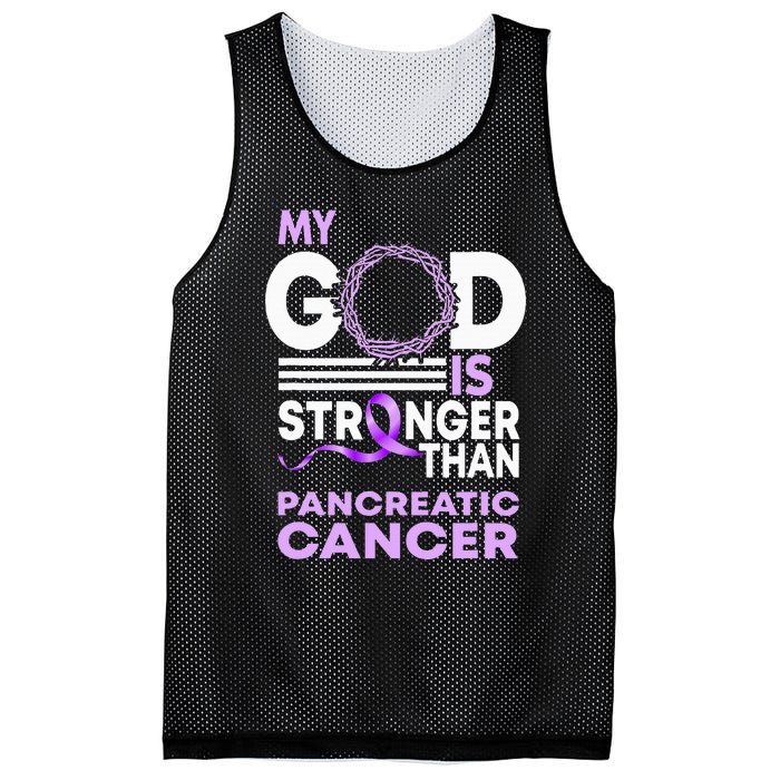 My God Is Stronger Than Pancreatic Cancer Awareness Ribbon Mesh Reversible Basketball Jersey Tank