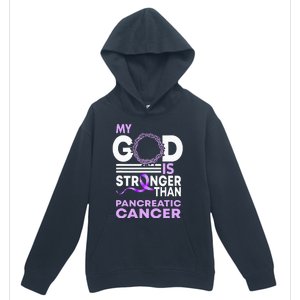 My God Is Stronger Than Pancreatic Cancer Awareness Ribbon Urban Pullover Hoodie