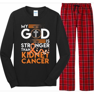 My God Is Stronger Than Kidney Cancer Awareness Long Sleeve Pajama Set