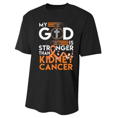 My God Is Stronger Than Kidney Cancer Awareness Performance Sprint T-Shirt